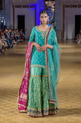 SOFT TEAL GHARARA SET
